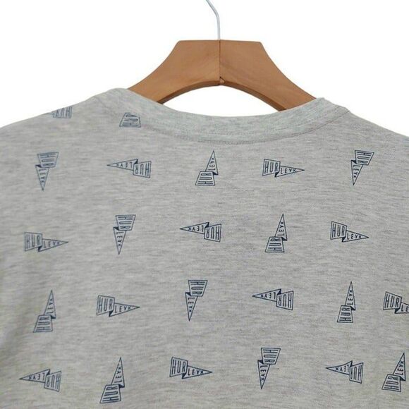 Hurley T-Shirt Mens Small Gray Short Sleeve Crew Neck Allover Logo Cotton Blend - Picture 5 of 12